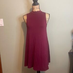 Cherish Womens Mock Neck Preppy Casual Work Career Office Shift Dress Red Small